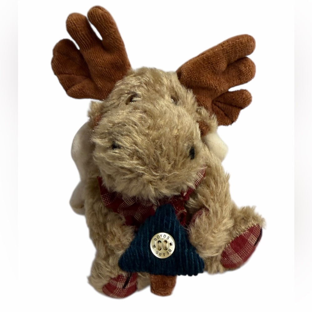 Boyds Bears Plush Moose with Angel Wings Holding Corduroy Christmas Tree